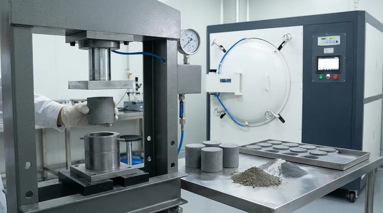 사이벨라이트 브리켓팅에 유압 프레스를 사용하는 이유는 무엇인가요? 진공 환원 효율 및 처리량 증대