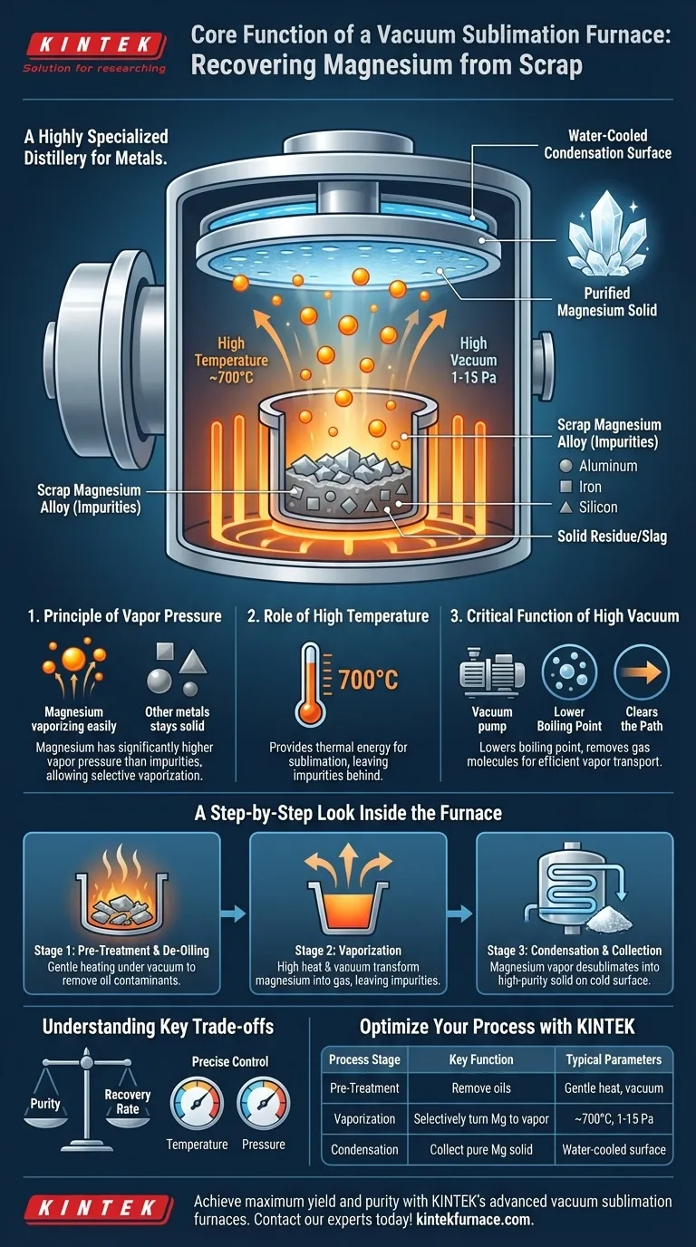 Was ist die Kernfunktion eines Vakuumsublimationsschmelzofens bei der Rückgewinnung von Magnesium aus Magnesiumlegierungsschrott? Visuelle Anleitung
