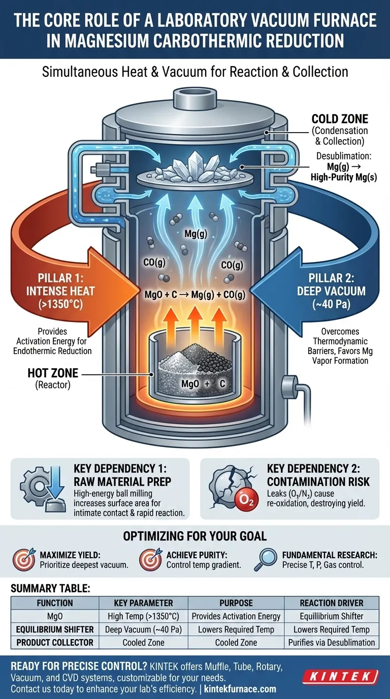 Qual è il ruolo fondamentale di un forno a vuoto da laboratorio nel processo di riduzione carbodermica del magnesio? Creare l'ambiente ideale per la produzione di alta purezza Guida Visiva
