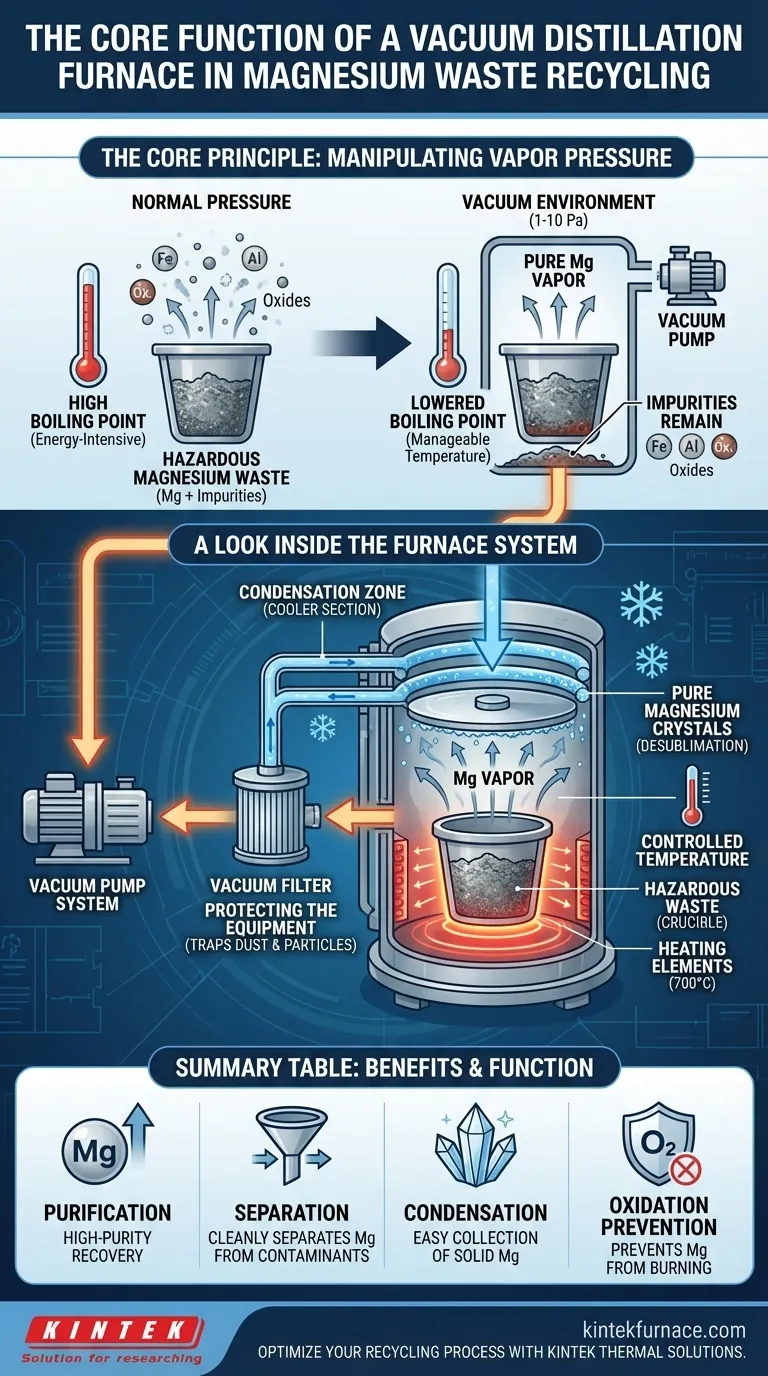 Was ist die Kernfunktion eines Vakuumdestillationsofens beim Recycling von gefährlichem Magnesiumabfall? Erzielung einer hochreinen Metallextraktion Visuelle Anleitung