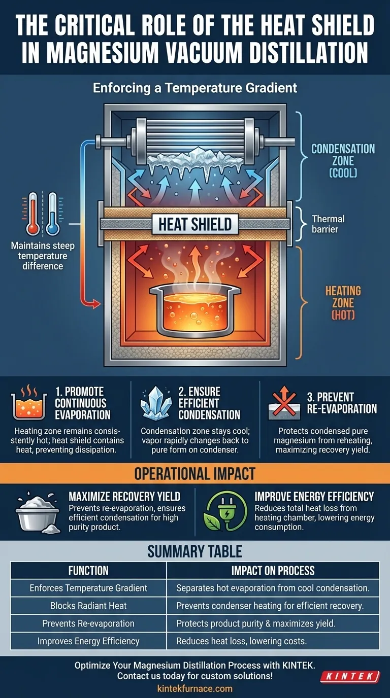 Qual è lo scopo dello scudo termico in un forno di distillazione sotto vuoto di magnesio? Garantire l'efficienza e la purezza del processo Guida Visiva
