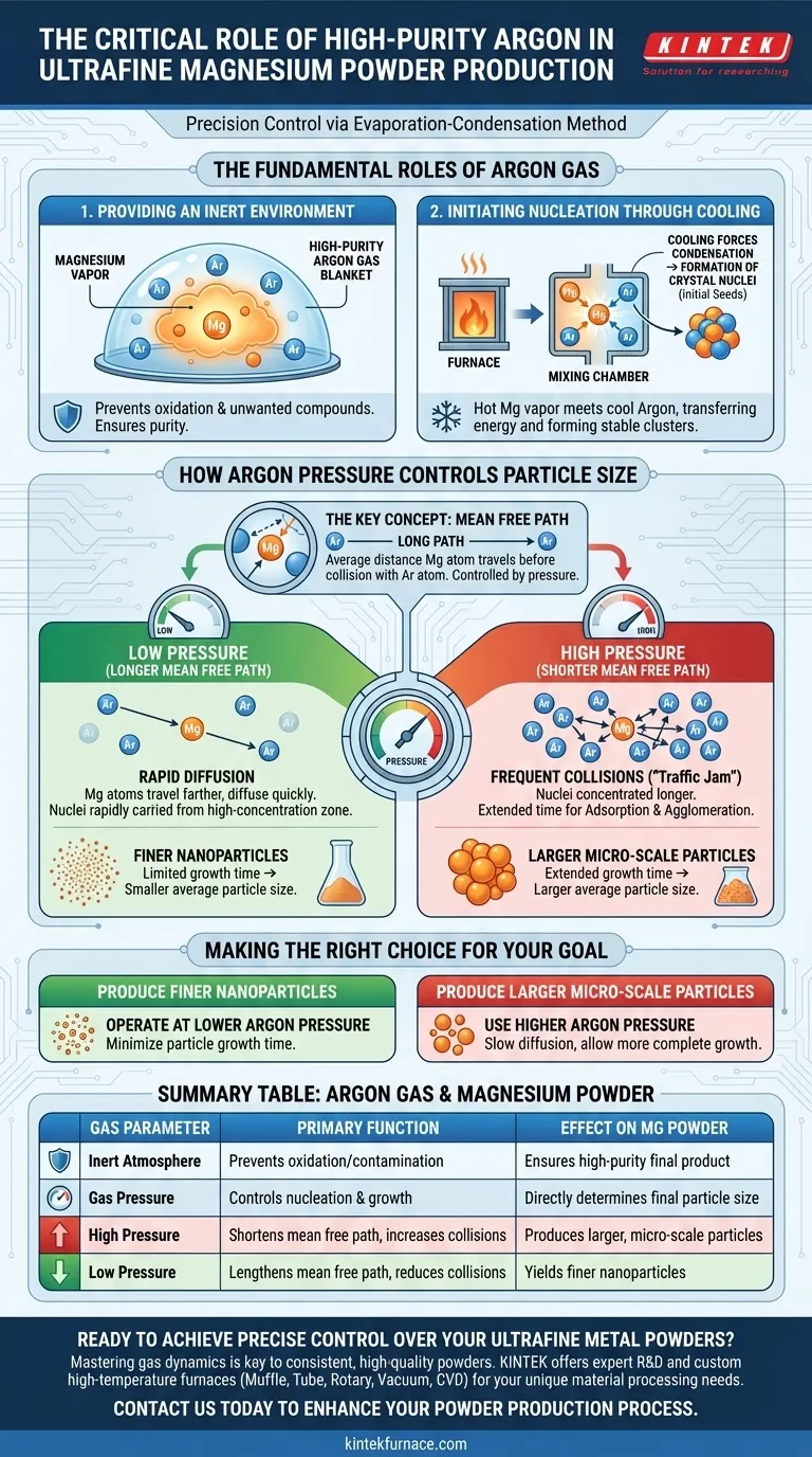 Welche Rolle spielt hochreines Argon bei der Herstellung von ultrafeinem Magnesiumpulver? Partikelgröße & Reinheit kontrollieren Visuelle Anleitung