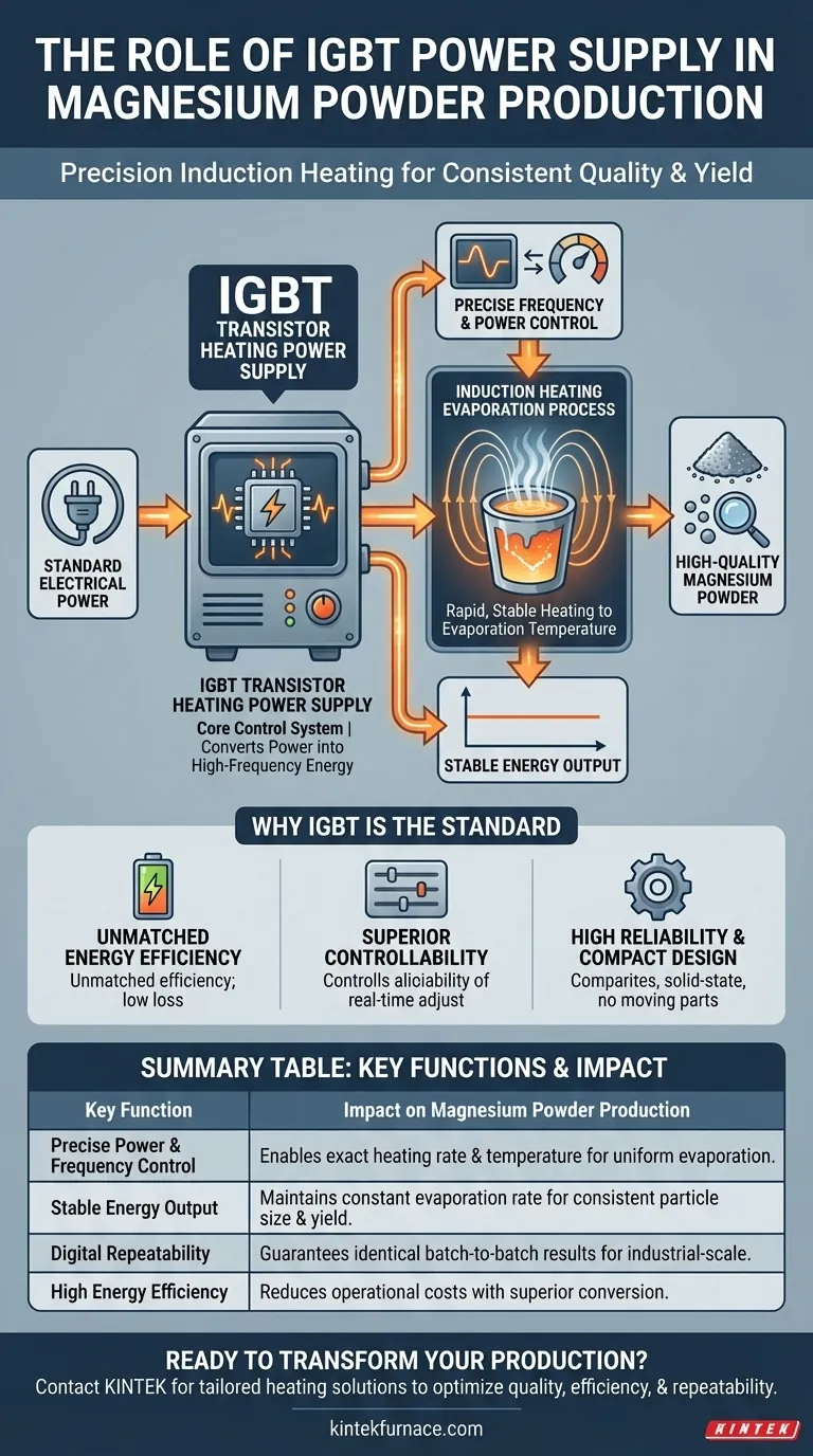 IGBT晶体管加热电源在镁粉感应加热蒸发过程中起什么作用？实现精密控制，提升粉末品质 图解指南