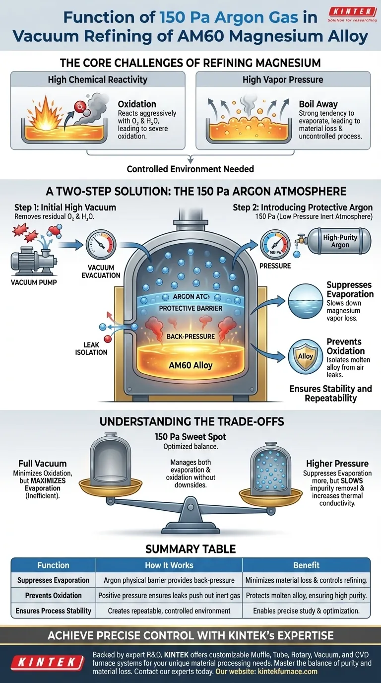 Welche Funktion hat die Einleitung von 150 Pa Argon in einen Ofen während der Vakuumraffination der AM60-Magnesiumlegierung? Visuelle Anleitung