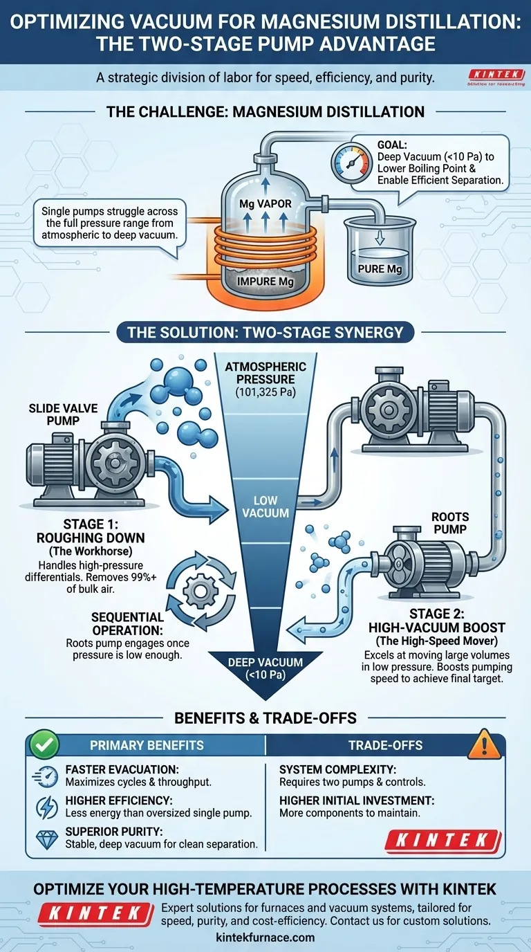 Почему при дистилляции магния используется двухступенчатый насос? Стратегическое разделение труда для повышения эффективности. Визуальное руководство