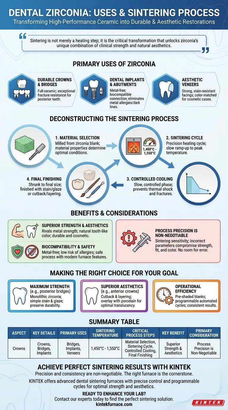 Was sind die Hauptanwendungsgebiete von Dentalzirkonoxid und welche Techniken kommen bei seinem Sinterprozess zum Einsatz? Visuelle Anleitung