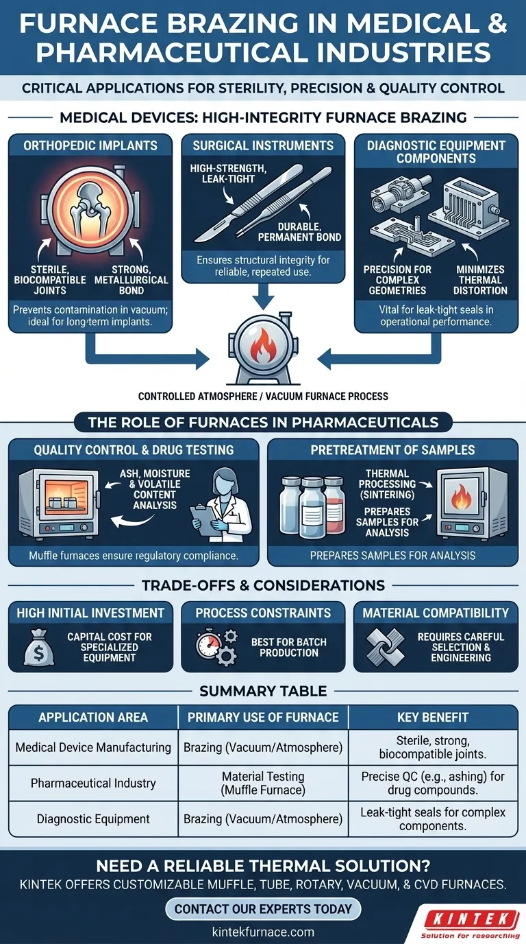 Quais são as aplicações da brasagem em forno nas indústrias médica e farmacêutica? Obtenha Juntas Estéreis e de Alta Resistência Guia Visual
