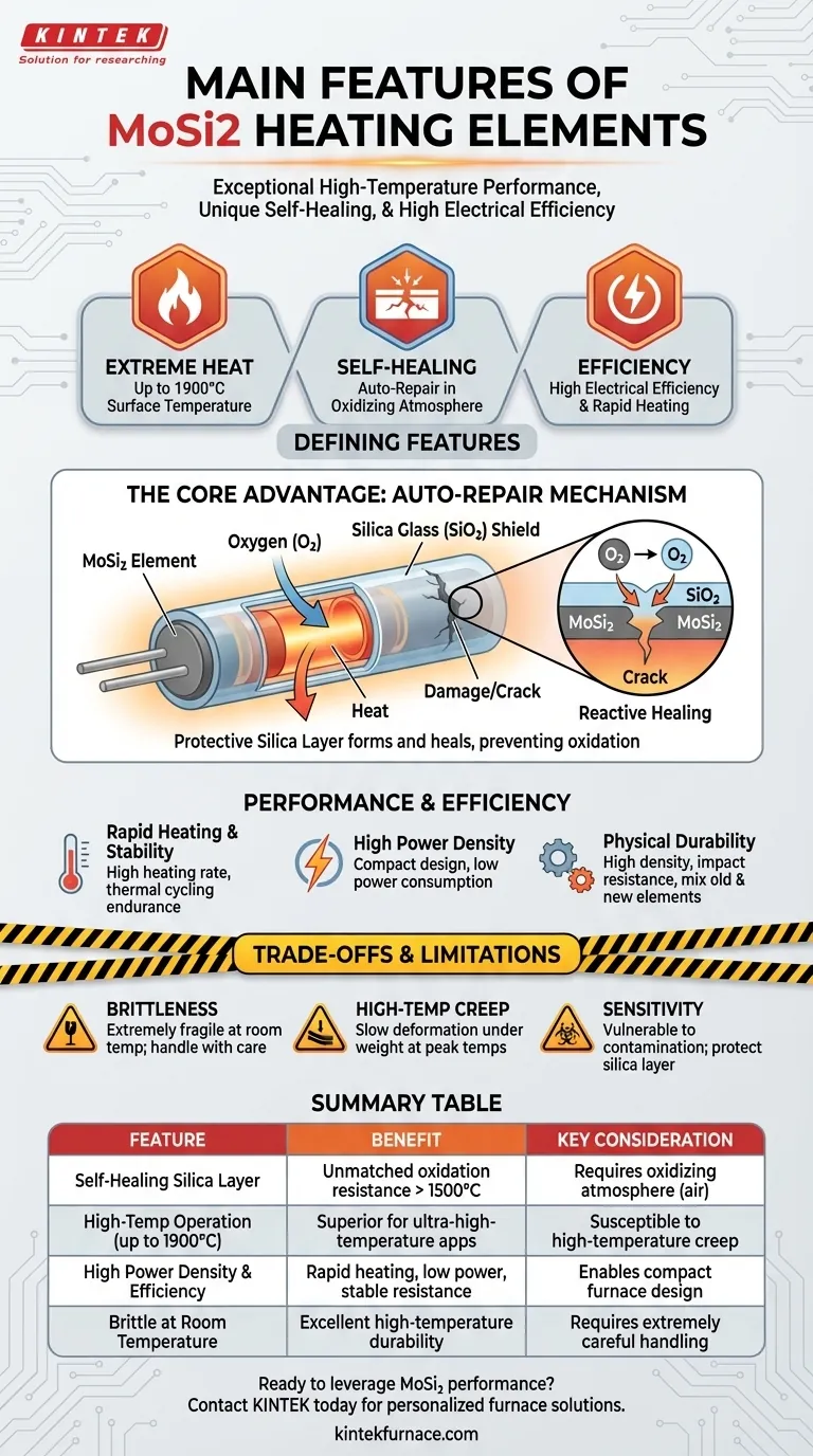Каковы основные характеристики нагревательных элементов из дисилицида молибдена? Обеспечьте непревзойденную высокотемпературную производительность Визуальное руководство