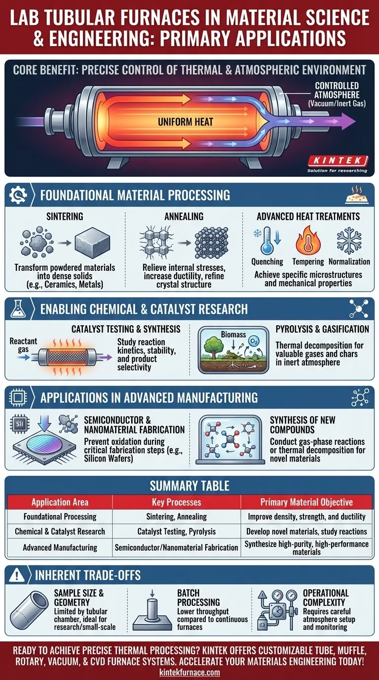 Каковы основные области применения лабораторных трубчатых печей в материаловедении и инженерии? Точный нагрев для передовых материалов Визуальное руководство