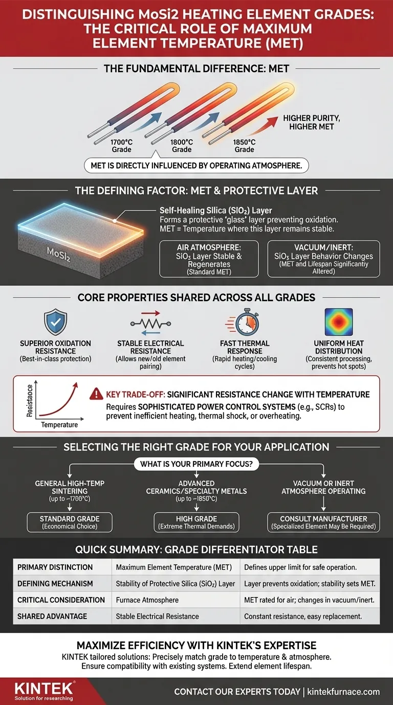 モリブデン二ケイ化物（MoSi2）ヒーターエレメントのグレードの違いは何ですか？プロセス温度に合わせてグレードを選びましょう。 ビジュアルガイド