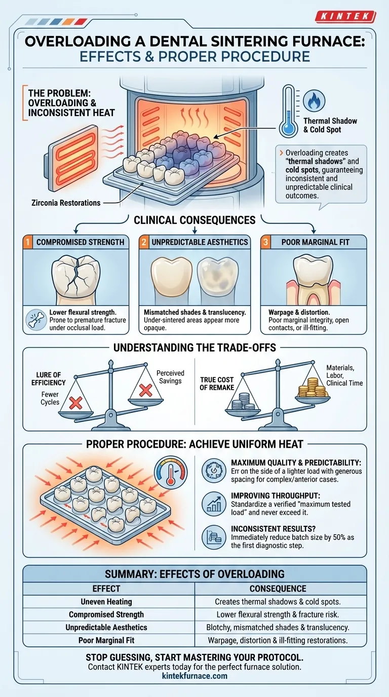 Каковы последствия перегрузки стоматологической печи для спекания? Обеспечьте предсказуемые, высококачественные реставрации из диоксида циркония Визуальное руководство