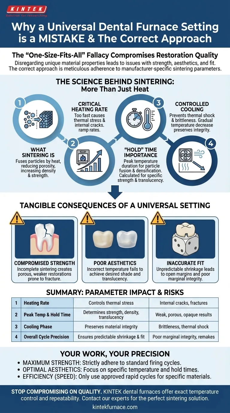 Почему использование универсальной настройки для всех материалов в зуботехнической печи является ошибкой? Освойте прецизионный обжиг для идеальных реставраций Визуальное руководство