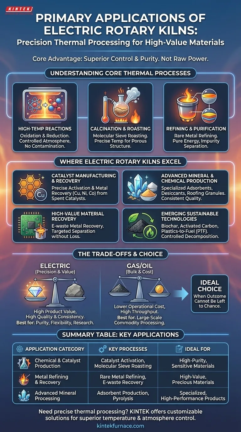 Quais são as principais aplicações dos fornos rotativos elétricos? Processamento Térmico de Precisão para Materiais de Alto Valor Guia Visual