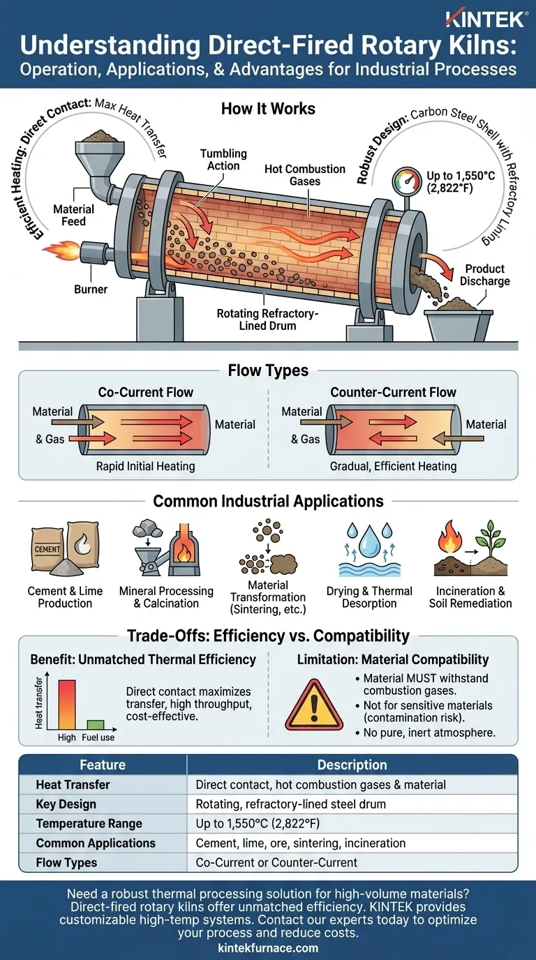 Как работают вращающиеся печи прямого нагрева и каковы их распространенные области применения? Обеспечение высокообъемной термической обработки Визуальное руководство