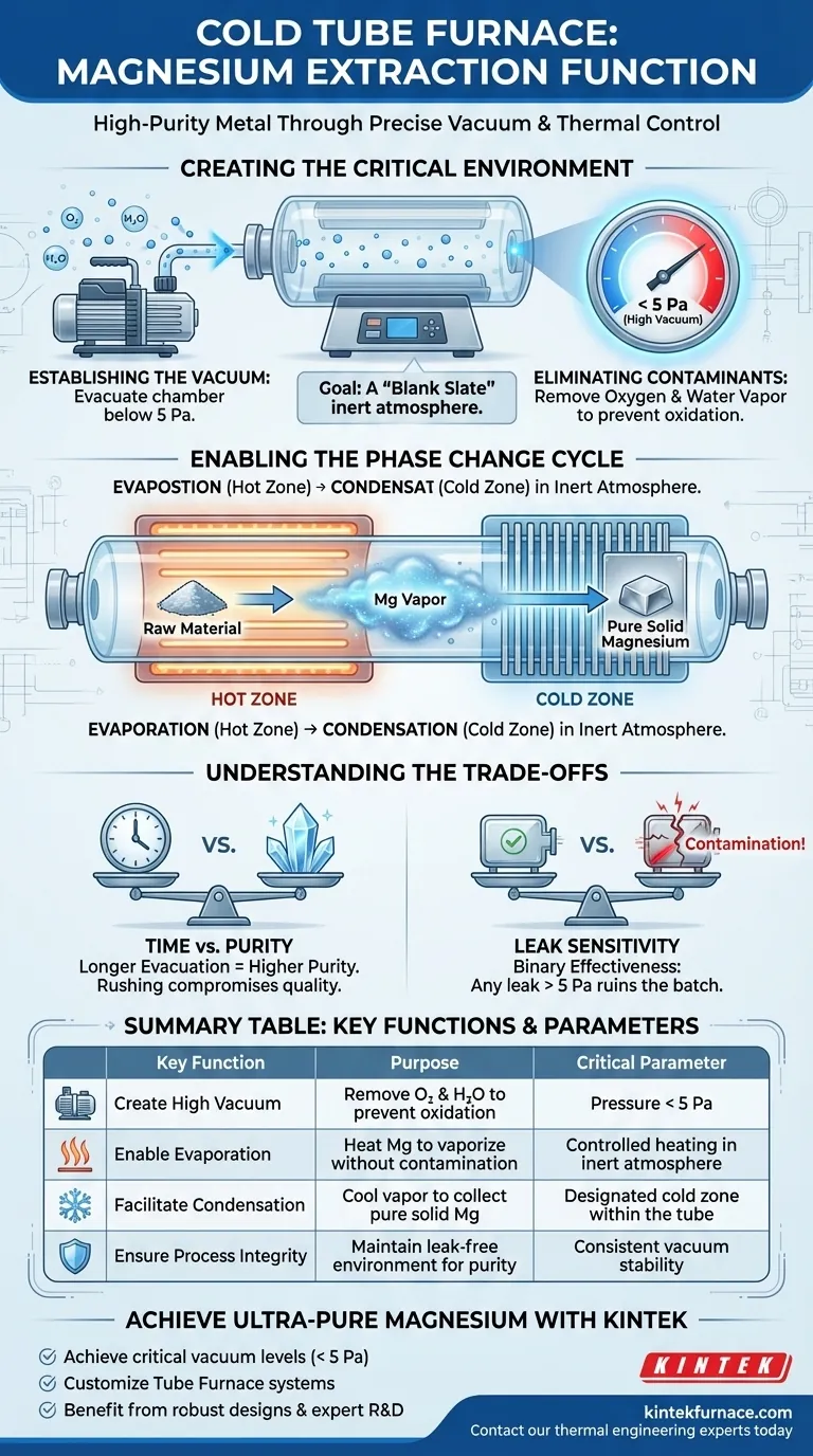 Qual é a função de um forno de tubo frio para extração de magnésio? Obtenha Metal de Ultra-Pureza com Evaporação a Vácuo Guia Visual