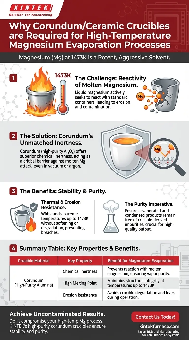 Por que cadinhos de corindo ou cerâmica são necessários para processos de evaporação de magnésio em alta temperatura? Garanta a pureza e evite a falha do cadinho Guia Visual