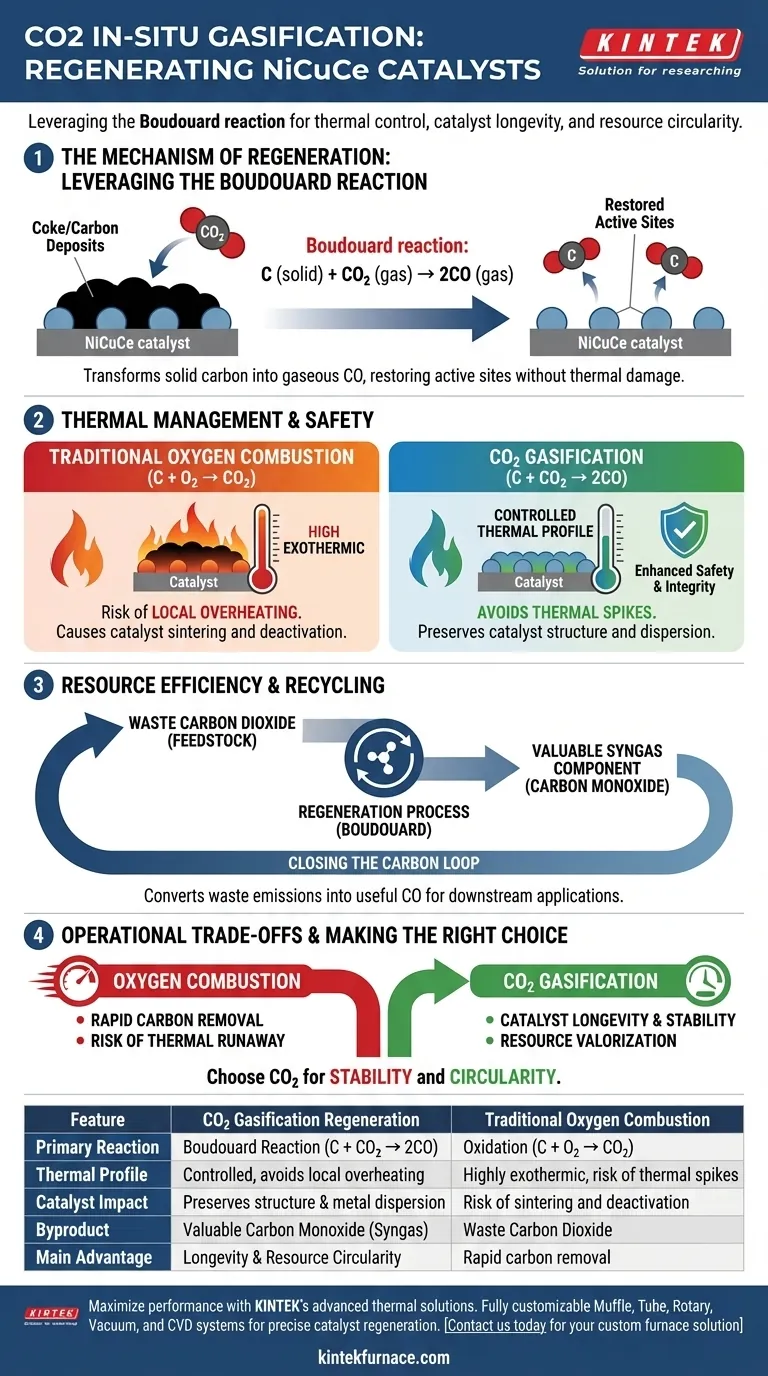 Perché l'anidride carbonica viene utilizzata per la rigenerazione in situ per gassificazione dei catalizzatori NiCuCe? Migliora la longevità del catalizzatore Guida Visiva