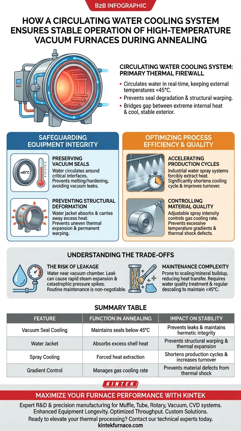 Wie trägt ein umlaufendes Wasserkühlsystem zum stabilen Betrieb von Hochtemperatur-Vakuumöfen bei? | KINTEK Visuelle Anleitung