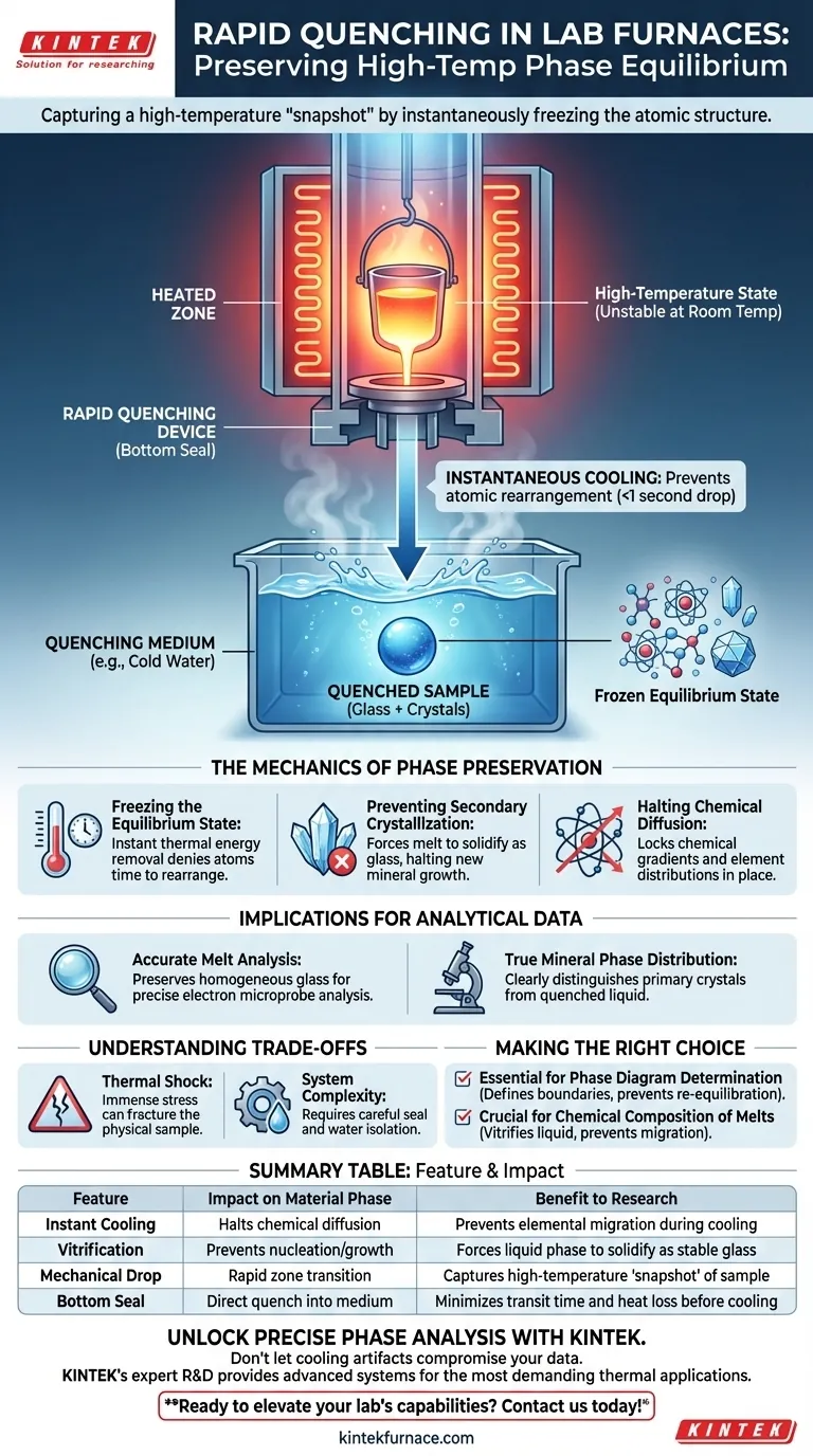 Qual é a importância de um dispositivo de têmpera rápida na parte inferior de um forno tubular de laboratório? Capture um instantâneo de alta temperatura Guia Visual