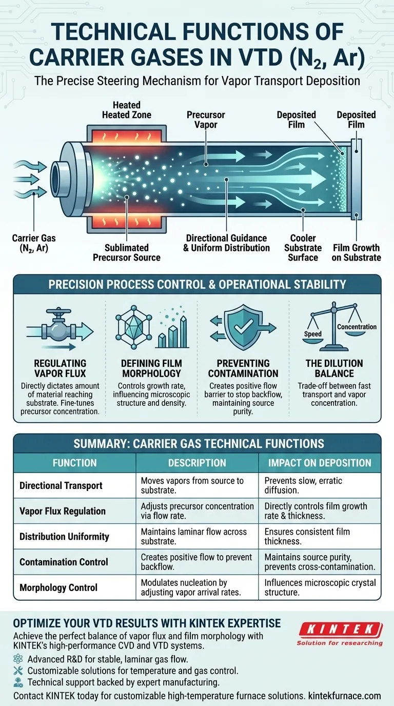 Quais são as funções técnicas dos gases de arraste na VTD? Controle Mestre de Deposição por Transporte de Vapor Guia Visual