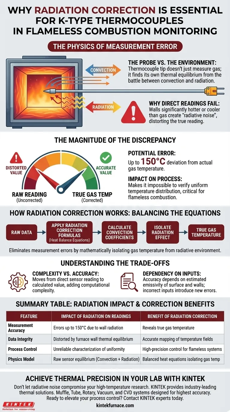 Por que a correção de radiação é necessária para as leituras de termopares tipo K? Garanta dados precisos de combustão em alta temperatura Guia Visual