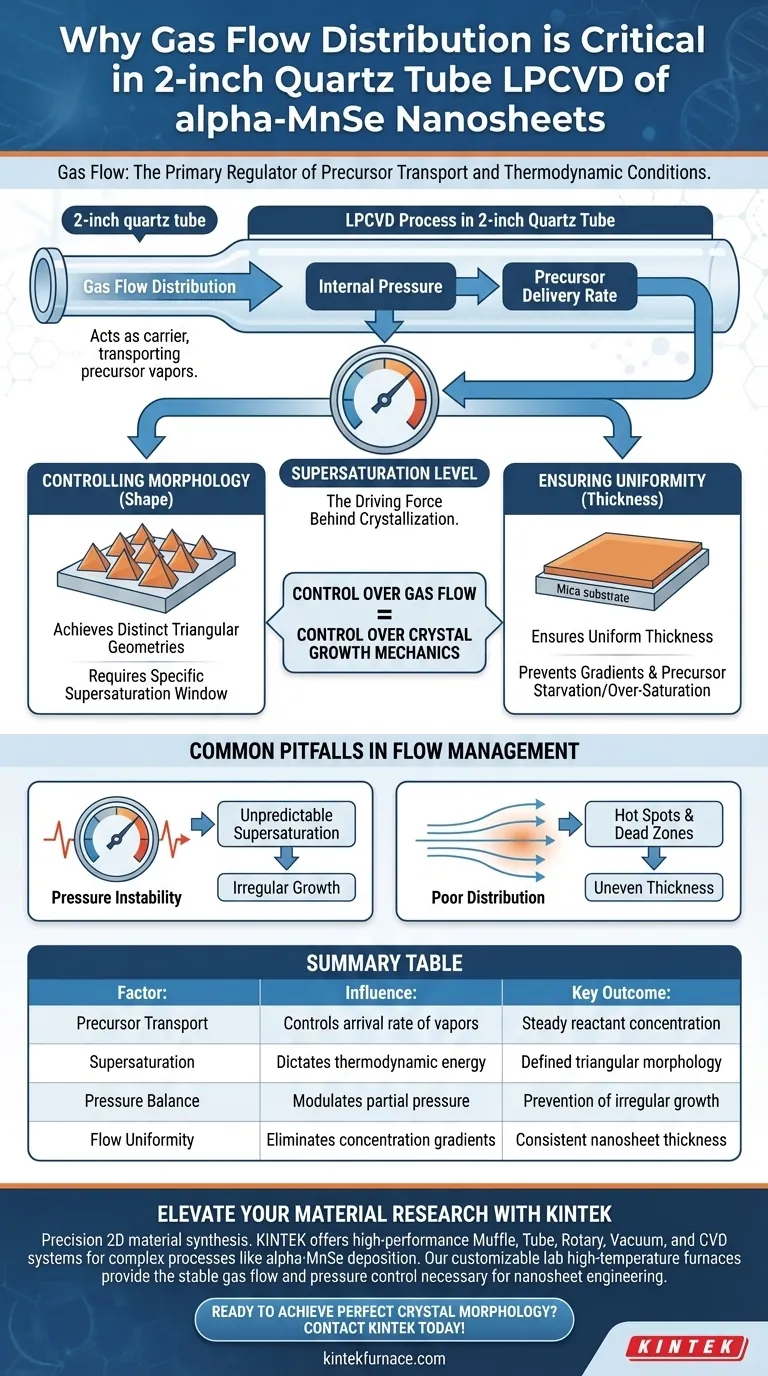 LPCVD 알파-MnSe 합성에서 가스 흐름 분포가 중요한 이유는 무엇인가요? 나노시트 형태를 정밀하게 제어하세요. 시각적 가이드