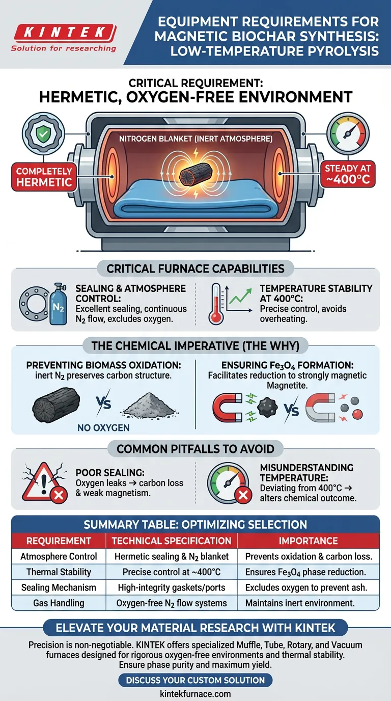 Was sind die Ausrüstungsanforderungen für Hochtemperaturöfen bei der Synthese von magnetischem Biokohle? Finden Sie die wichtigsten Spezifikationen. Visuelle Anleitung