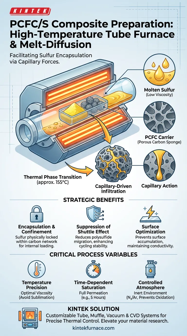 ¿Cómo facilita un horno tubular de alta temperatura la difusión por fusión de azufre? Calentamiento de precisión para cátodos PCFC/S Guía Visual
