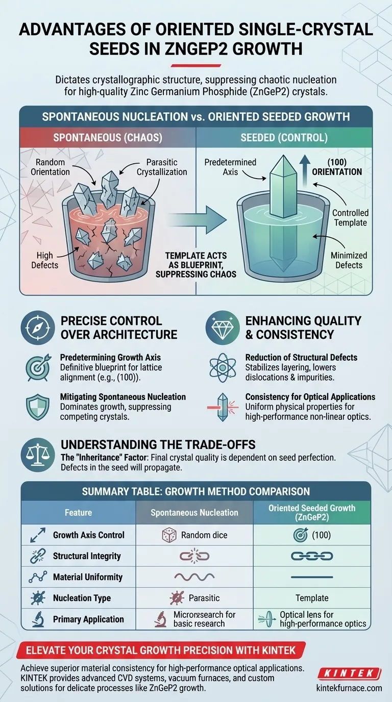 Quais são as vantagens de usar sementes de monocristal orientado para ZnGeP2? Alcance a precisão no crescimento de cristais ópticos Guia Visual