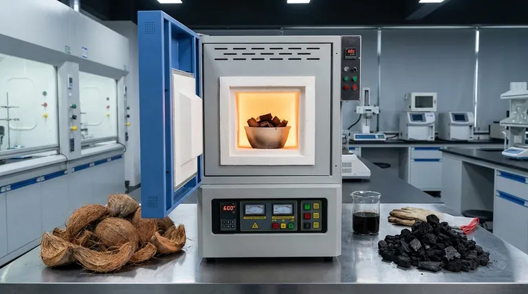 マッフル炉の温度はココナッツハスクバイオ炭にどのように影響しますか?結晶化度と収率の最適化