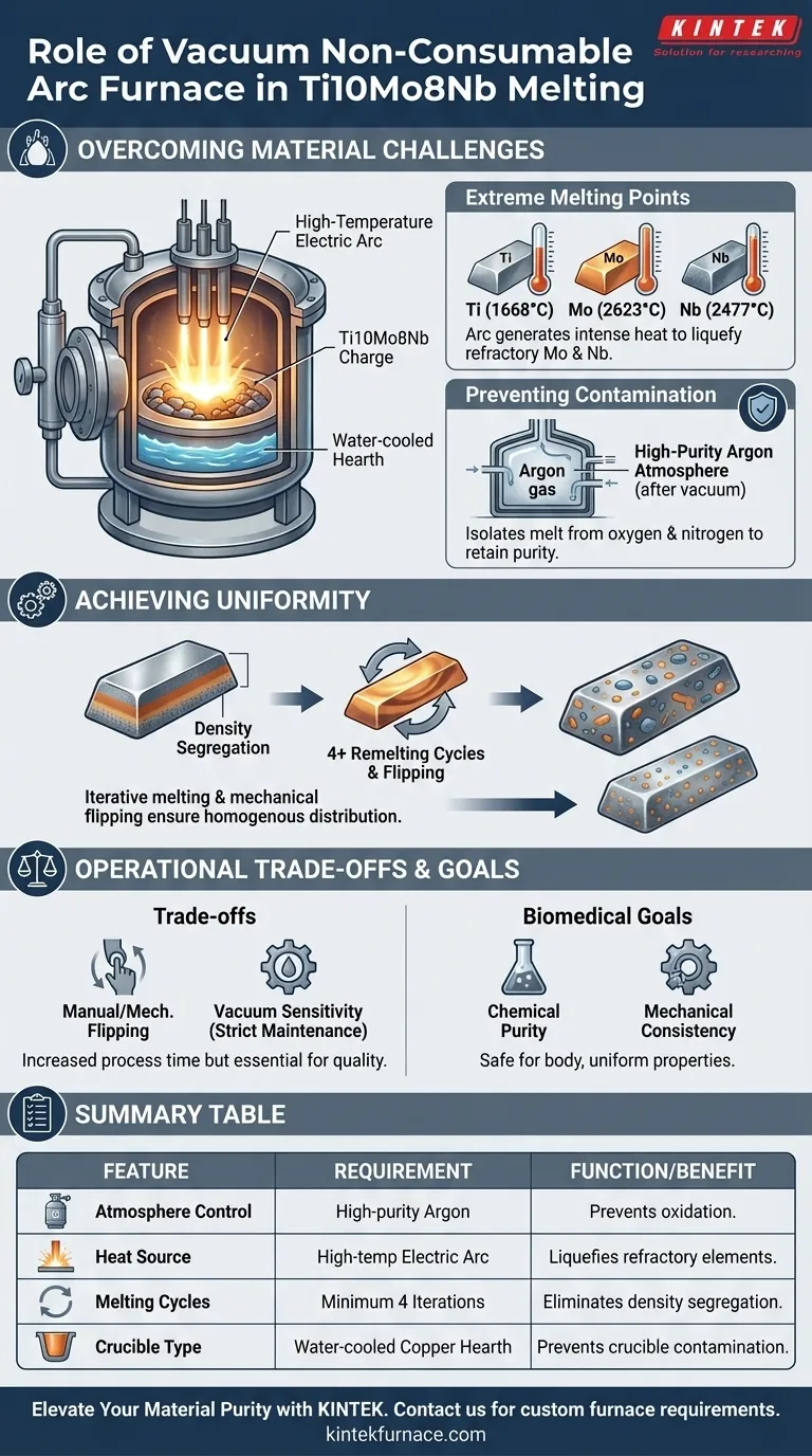 真空非消耗电弧炉在熔炼 Ti10Mo8Nb 合金中的作用是什么？实现卓越的合金均匀性 图解指南