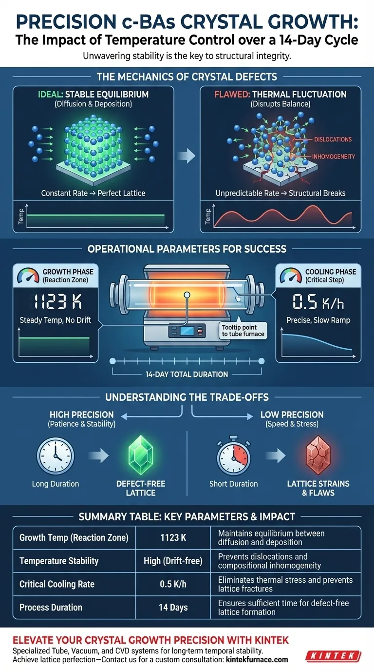 Como a precisão do controle de temperatura afeta o crescimento de cristais de c-BAs? Garanta a integridade da rede em ciclos de duas semanas Guia Visual