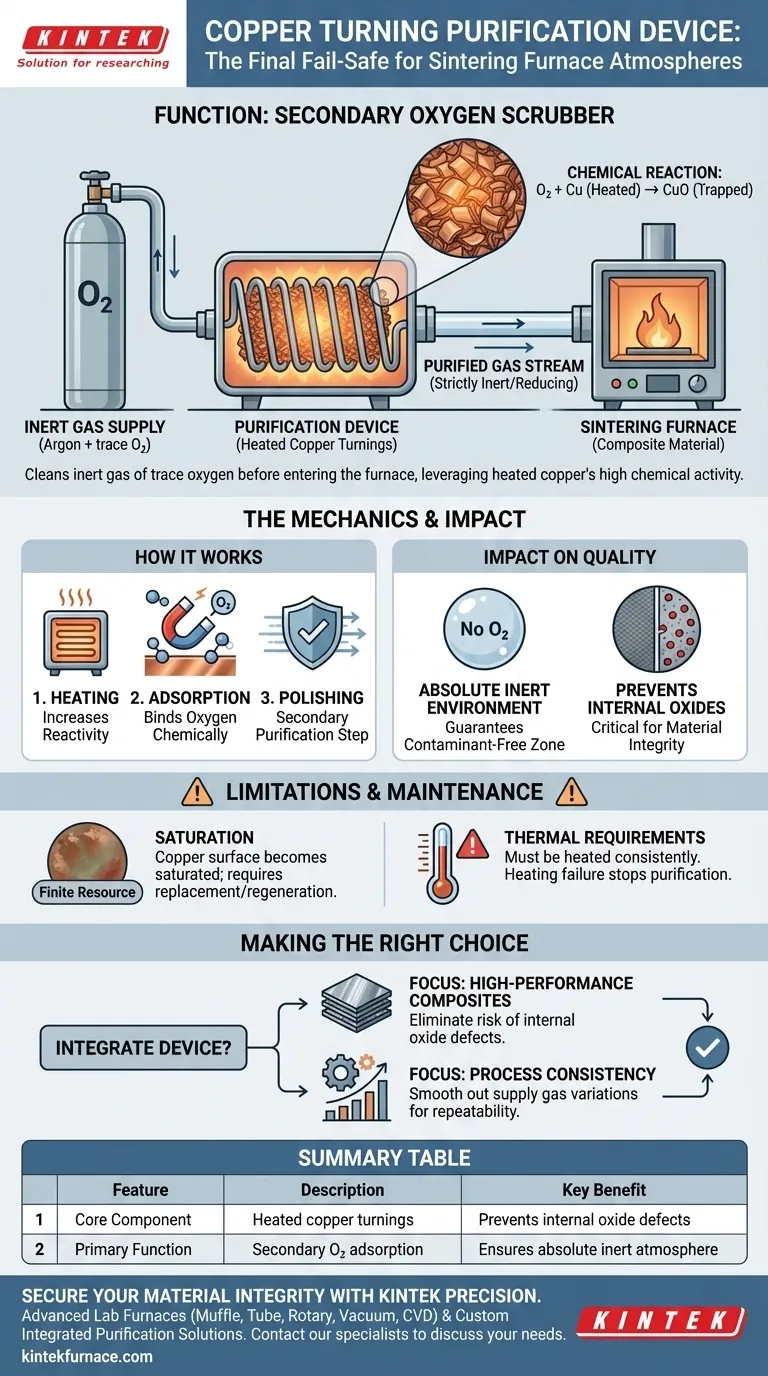 ¿Cuál es la función de un dispositivo de purificación de virutas de cobre? Mejore la pureza del gas de su horno de sinterización Guía Visual