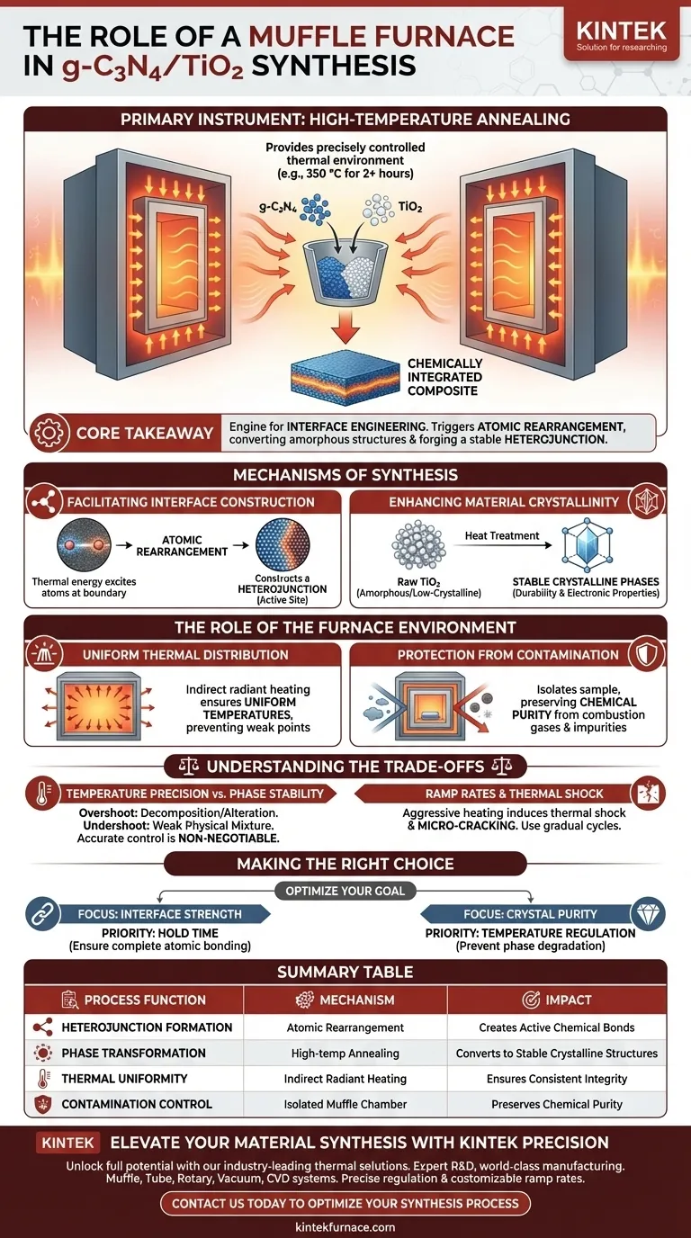Qual o papel de um forno mufla na síntese de g-C3N4/TiO2? Processamento Térmico Essencial para Compósitos Guia Visual