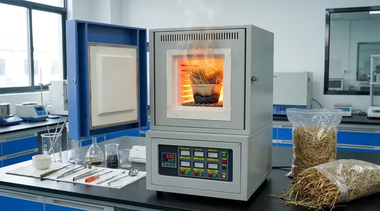 Qual é a função específica de um forno mufla na produção de biochar de palha de arroz? Papéis-chave da pirólise explicados