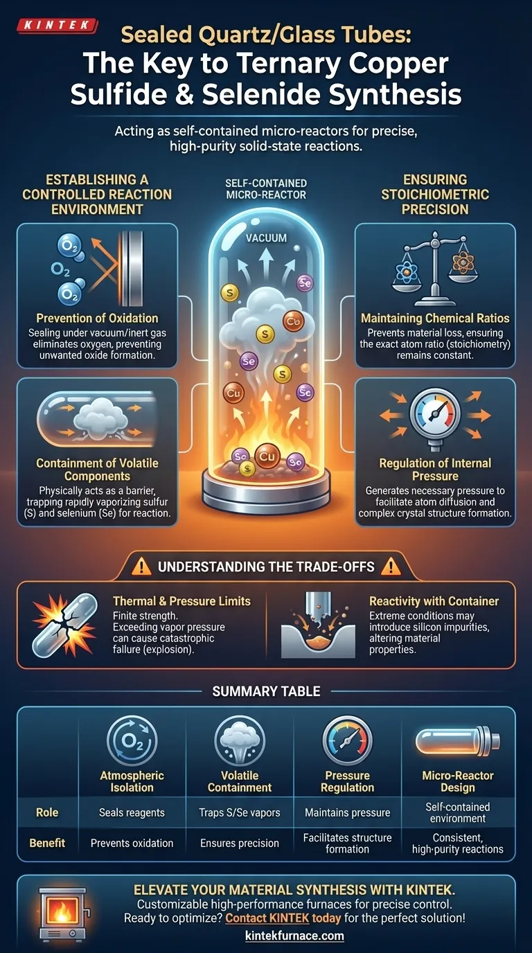 삼원계 황화구리 합성에서 밀봉된 석영 또는 유리관은 어떤 역할을 합니까? 마이크로 반응기 숙달 시각적 가이드
