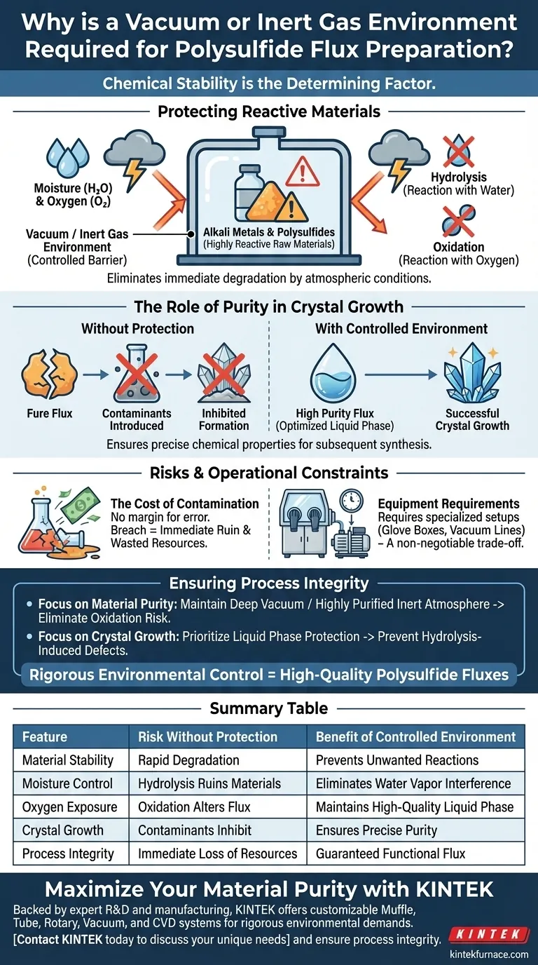 Por que é necessário um ambiente de vácuo ou gás inerte para a preparação de fluxos de polissulfeto? Garanta a pureza do material Guia Visual