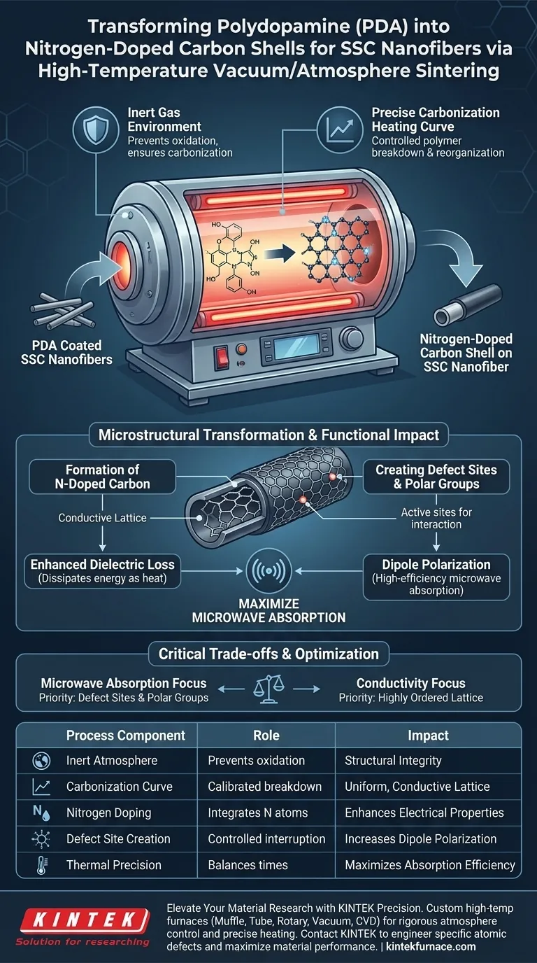 Come fa un forno sottovuoto ad alta temperatura a convertire il PDA in gusci di carbonio drogati con azoto? Controllo della Maestria della Carbonizzazione Guida Visiva