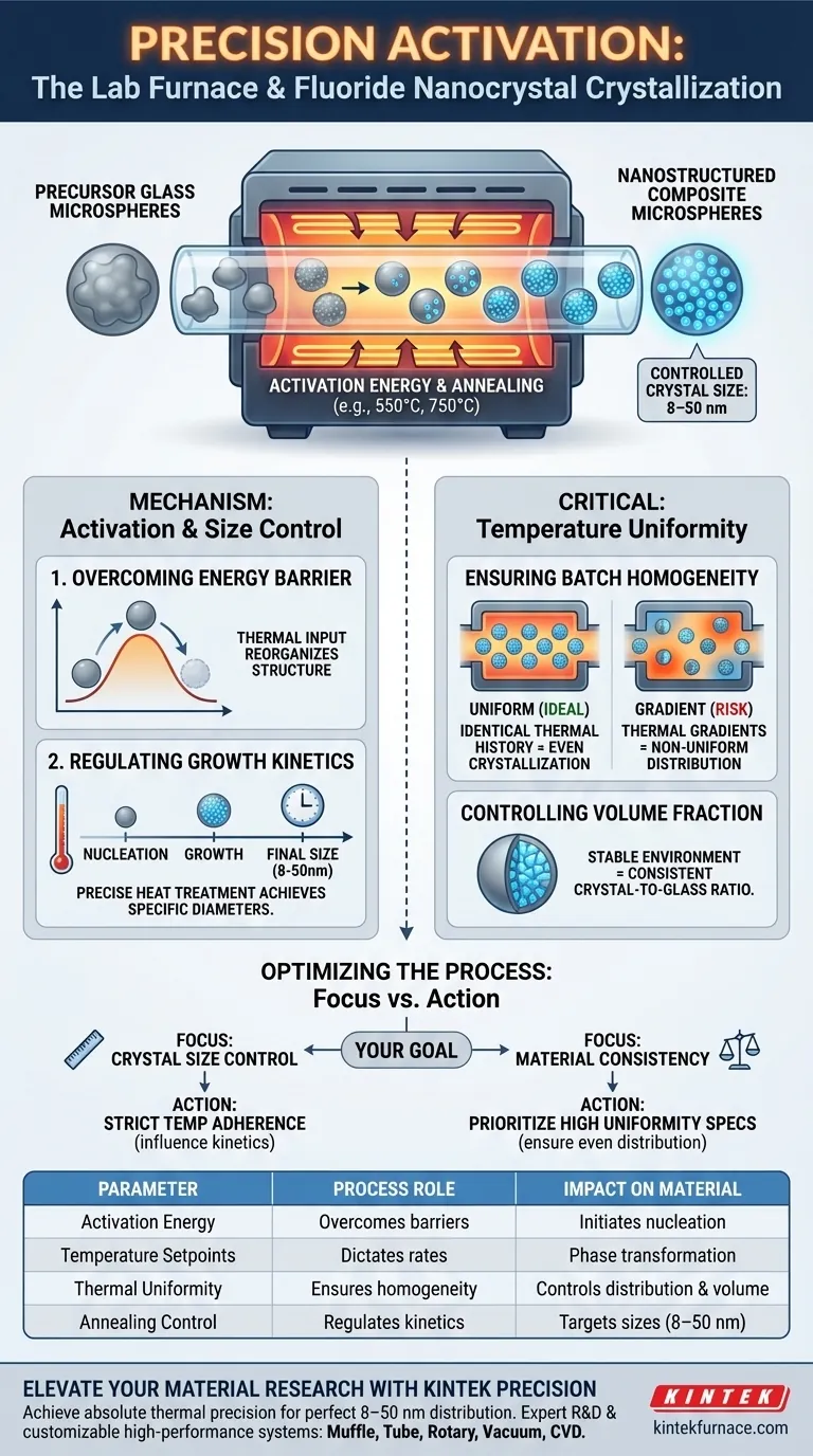 Wie wird ein Laborwärmebehandlungsofen für die Kristallisation von Fluorid-Nanokristallen verwendet? Optimierung der Mikrostrukturkontrolle Visuelle Anleitung