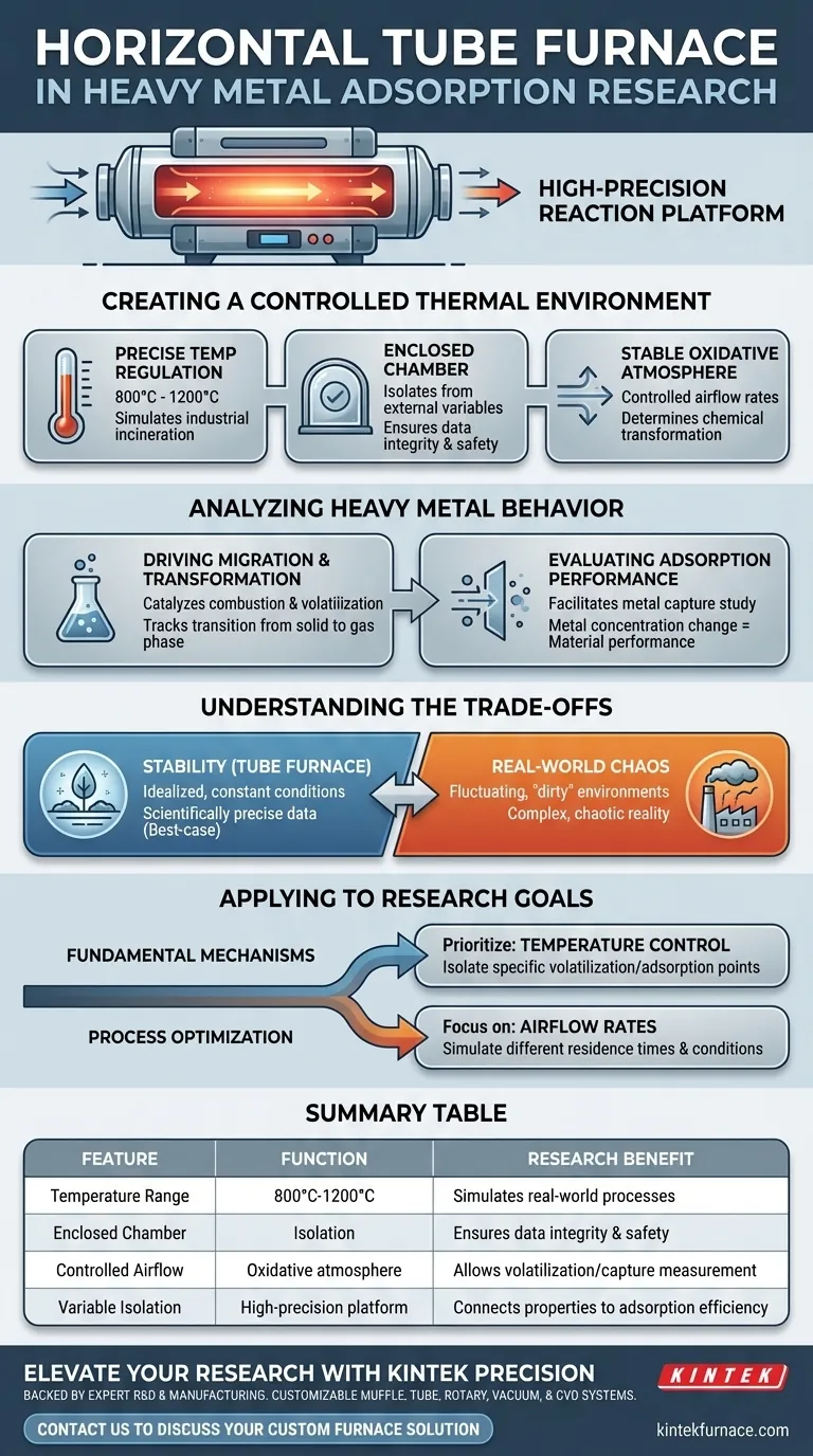 Welche Rolle spielt eine horizontale Rohröfen in der Forschung zur Adsorption von Schwermetallen? Präzisions-Thermosimulationsleitfaden Visuelle Anleitung