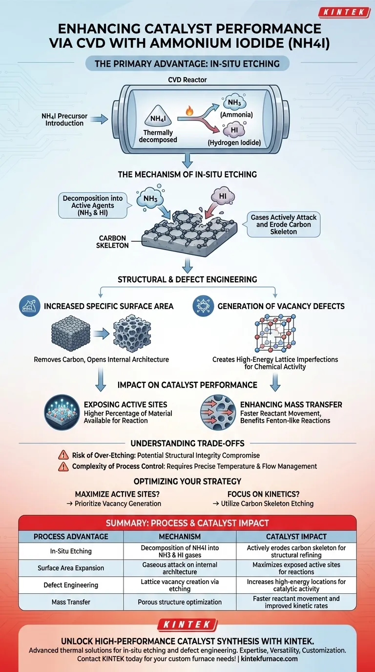 使用CVD系统处理NH4I的工艺优势是什么？通过原位刻蚀提升催化剂性能 图解指南