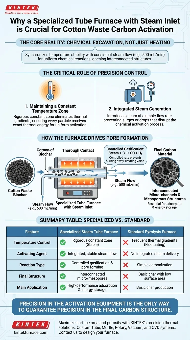 증기 활성화를 위해 증기 주입구가 있는 특수 튜브 퍼니스가 필요한 이유는 무엇인가요? 시각적 가이드