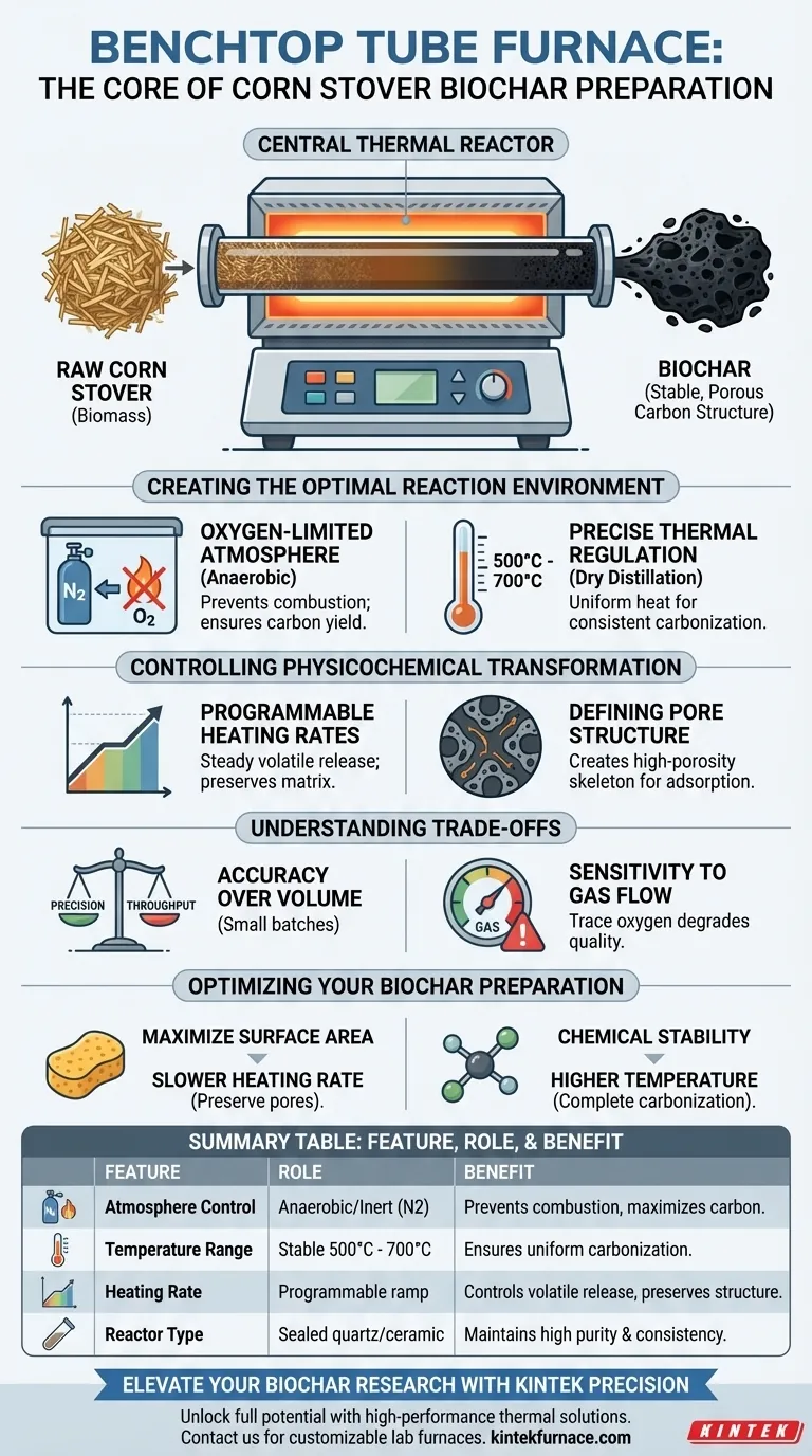 台式管式炉在玉米秸秆生物炭制备中扮演什么角色？优化热解精度 图解指南