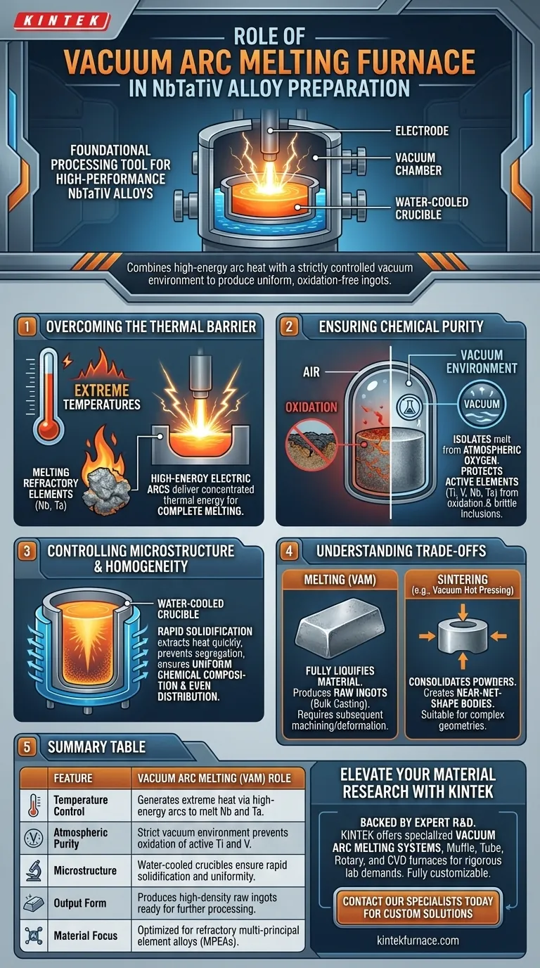 真空电弧熔炼炉在 NbTaTiV 合金制备中的作用是什么？高纯度难熔金属合成 图解指南