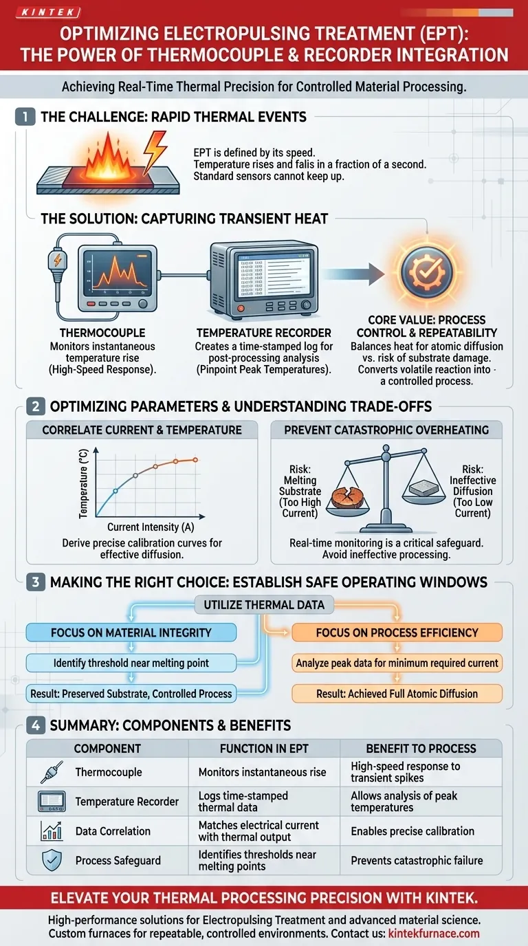 Por que o uso combinado de um termopar e um registrador de temperatura é necessário no EPT? Garanta um controle térmico preciso Guia Visual