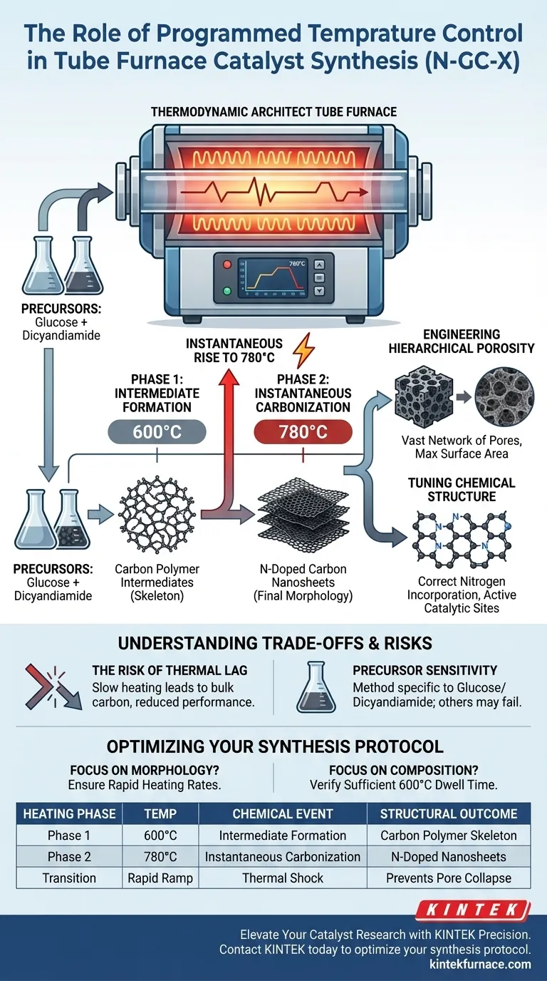 チューブ炉におけるプログラム温度制御の役割は何ですか？ N-GC-X触媒合成の最適化 ビジュアルガイド