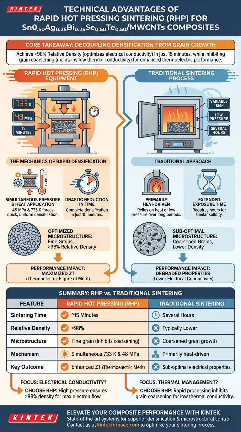 Sn-Ag-Bi-Se-Te/MWCNTs 的快速热压技术优势是什么？15 分钟内实现 98%+ 密度 图解指南