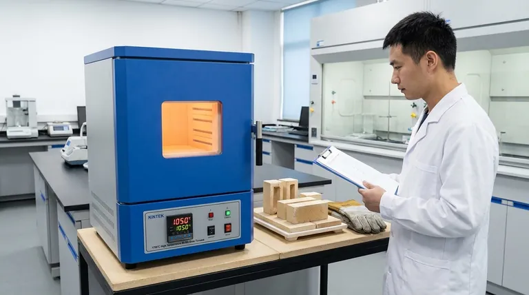 What role does a high-temperature laboratory box furnace play in the sintering process of refractory bricks?