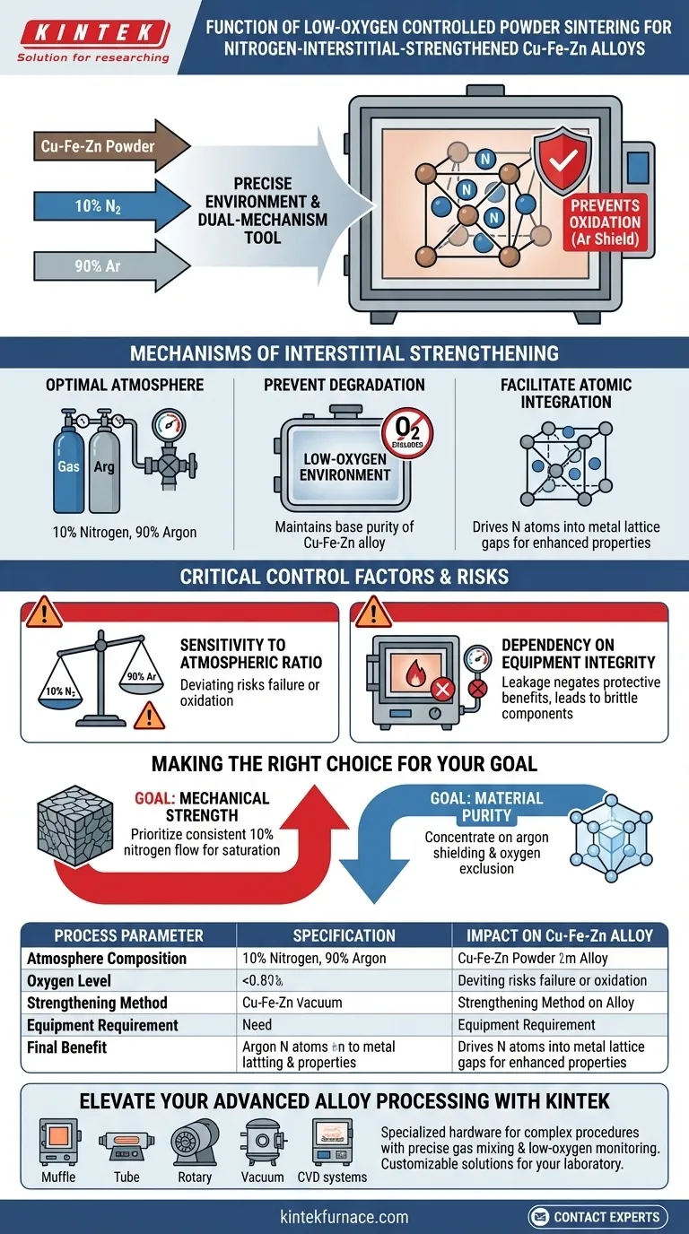 Qual é a função da sinterização de pó controlada por baixo oxigênio em ligas de Cu-Fe-Zn? Fortalecimento Intersticial Mestre Guia Visual