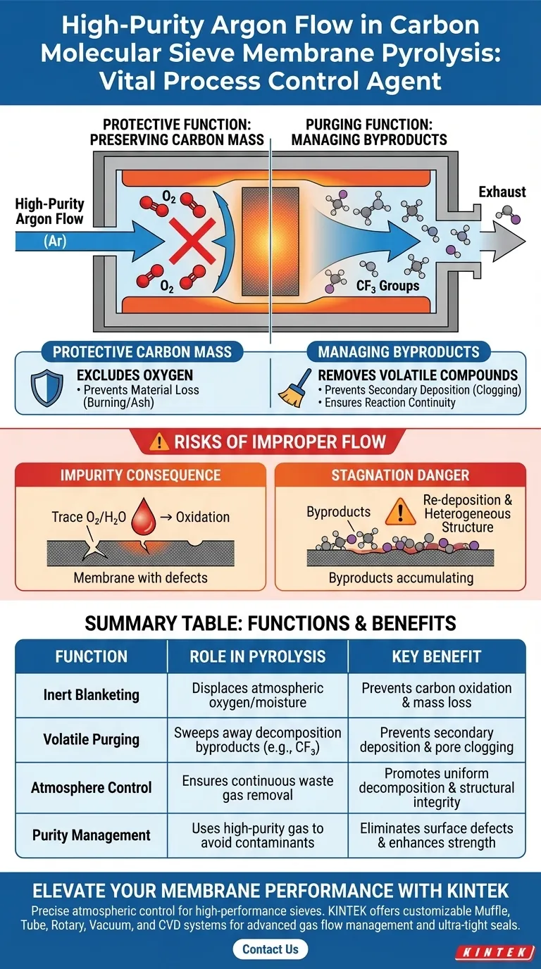 在 CMS 膜的热解过程中使用高纯度氩气流的主要目的是什么？实现高纯度结果 图解指南